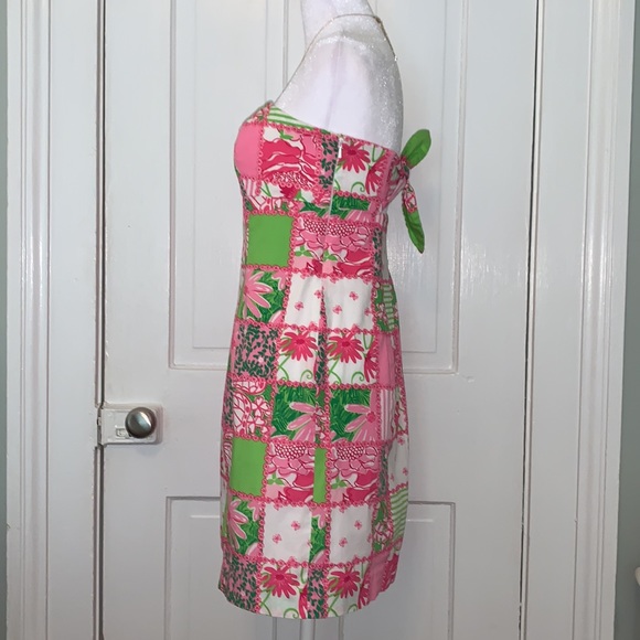 LILLY PULITZER FLORAL BUTTERFLY STRIPE PRINT STRAPLESS SHEATH DRESS - Picture 5 of 16